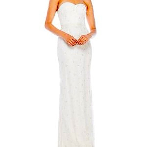 NWT Erin Fetherston Esmeralda Gown White Gold Lace Sequin Overlay Sweetheart 4 - Picture 1 of 13